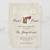 ビール&ワインパイン&ピノ引っ越し祝いパーティーパーティー 招待状 (正面/裏面)