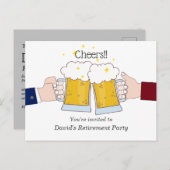 ビール、乾杯、大人の退職パーティー インビテーションポストカード (正面/裏面)