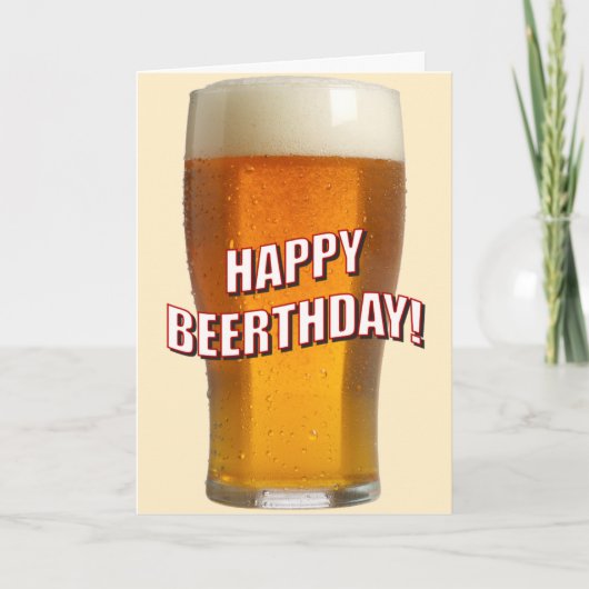 ビール(幸せなBeerthday)のガラス カード (正面)