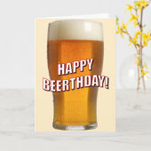 ビール(幸せなBeerthday)のガラス カード (黄色い花)