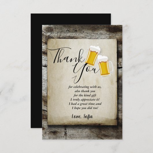 ビール,応援の田舎のサンキューカード サンキューカード (正面/裏面)