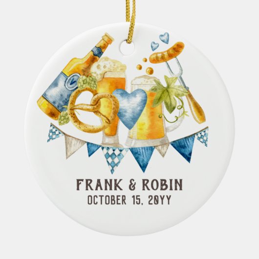 ビール&応援オクトーバーフェストパーティー素朴バイリアン セラミックオーナメント (正面)