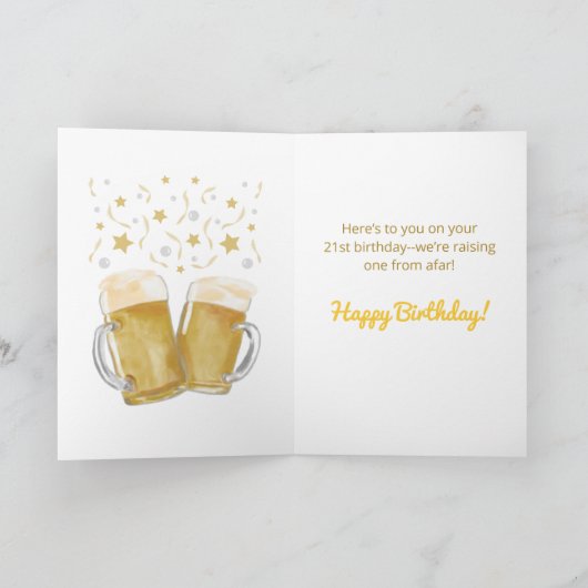 ビール&応援21誕生日 カード (内部)