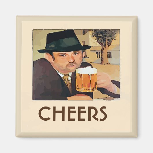 ビール、応援、変更文字 マグネット (正面)
