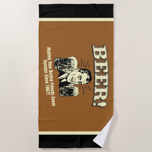 ビール：救済友達がファンニエに見える ビーチタオル (正面)