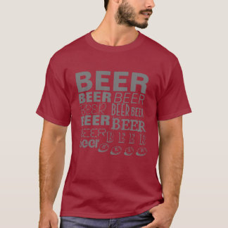 ビール! 数々の文字の灰色 Tシャツ