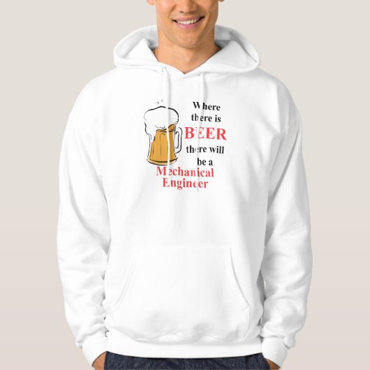 ビール-機械工学者--があるところ パーカ (正面)