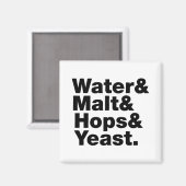ビール=水と麦芽、ホップ、酵母。 マグネット (正面/裏面)