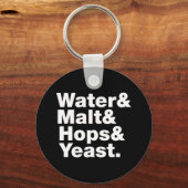 ビール=水&モルト&ホップ&イースト。 キーホルダー (正面)