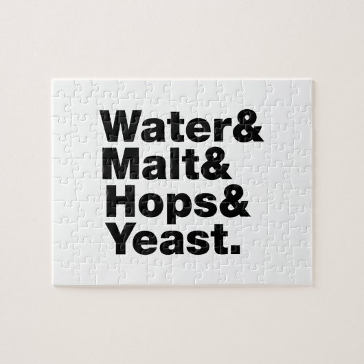 ビール=水&モルト&ホップ&イースト。 ジグソーパズル (横)