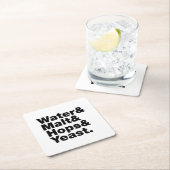 ビール=水&モルト&ホップ&イースト。 スクエアペーパーコースター (インサイチュ)