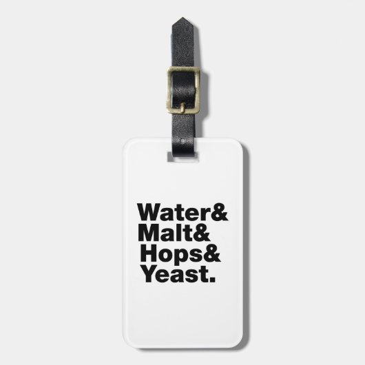 ビール=水&モルト&ホップ&イースト。 ラゲッジタグ (正面縦)