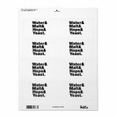 ビール=水&モルト&ホップ&イースト。 ラベル (フルシート)