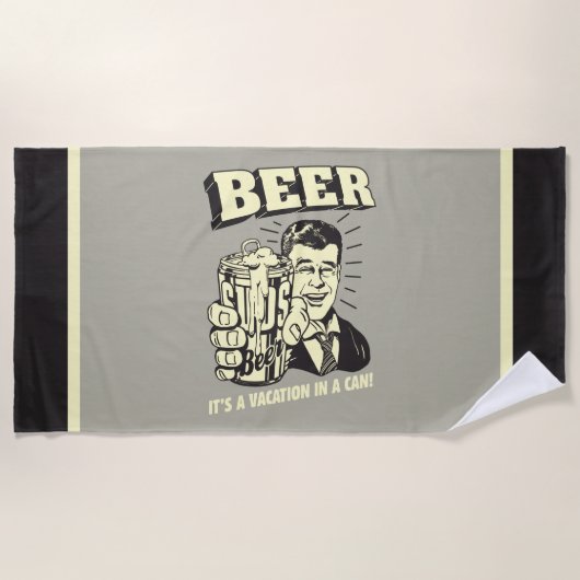 ビール：缶での休暇 ビーチタオル (正面)