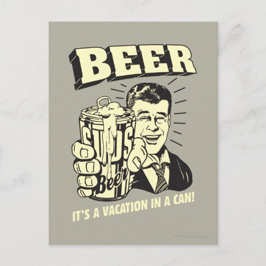 ビール：缶での休暇 ポストカード (正面)