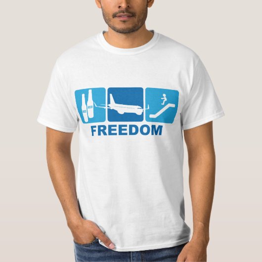 ビール + 飛行機 + スライド=自由 Tシャツ (正面)