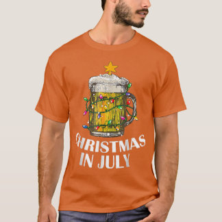 ビール 飲み物 面白い クリスマスツリー ライト 夏のクリスマス Tシャツ