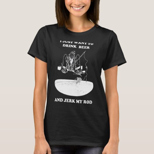 ビール 魚 釣り竿 フィッシング Tシャツ (正面)