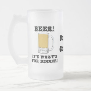 ビール!It's What's For Dinner with Your Text フロストグラスビールジョッキ