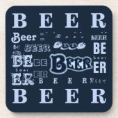 ビール – Lite Blue on Dark Blue コースター (正面)