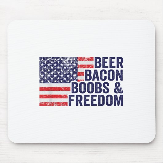 ビールBacon S &;自由おもしろい- Usa Flag Bbq Dr. マウスパッド (正面)