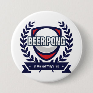 ビールPongのこのロゴを個人化して下さい 缶バッジ