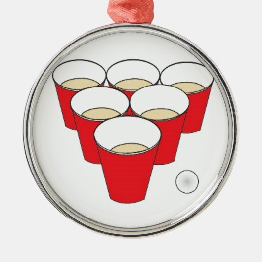 ビールPongのコップ メタルオーナメント (正面)