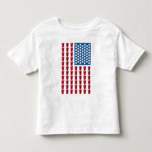 ビールPongの飲むゲームの米国旗 トドラーTシャツ