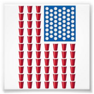 ビールPongの飲むゲームの米国旗 フォトプリント