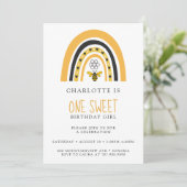 ビーレインボーイエロー金ゴールドガールバースデーパーティー 招待状 (スタンド正面)