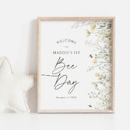 ビーワイルドフラワー誕生日ウェルカムサイン ポスター