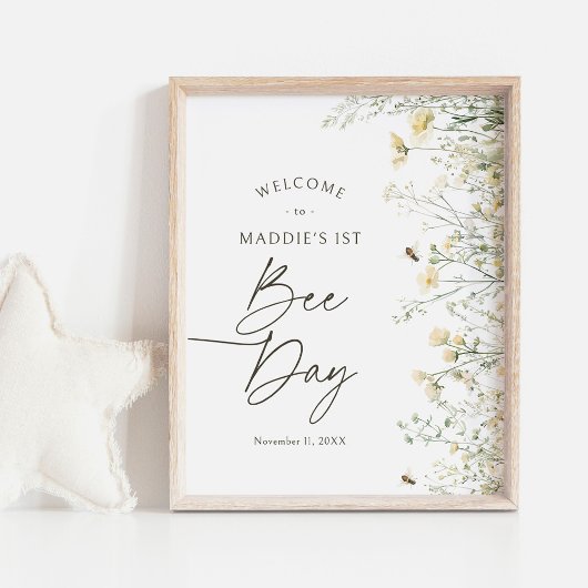 ビーワイルドフラワー誕生日ウェルカムサイン ポスター