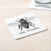 ビーワーカーハニーブラック（昆虫）マルハナバチ スクエアペーパーコースター (アングル)