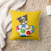 ビーワーヨークシャーテリア水玉模様カップ クッション (ブランケット)