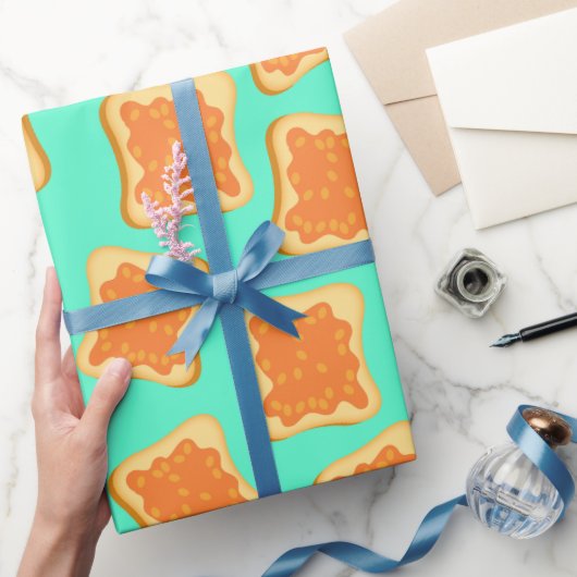 ビーンオントーストおもしろいブレックファーストパターン（の模様が）ある ラッピングペーパー (ギフト)