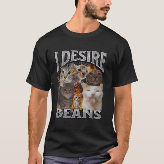 ビーンズ おもしろ猫ミーム 海賊版 グラフィック Tシャツ (正面)