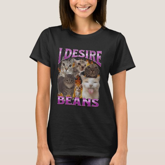 ビーンズ おもしろ猫 ミーム 転売 グラフィック Tシャツ (正面)