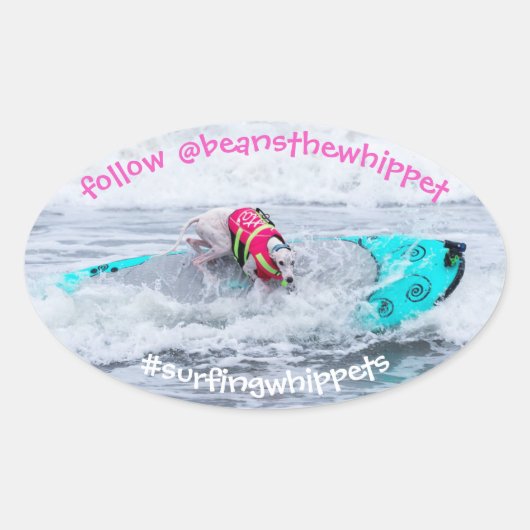 ビーンズ・ザ・ウィペット・サーフドッグ 楕円形シール (正面)