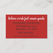 ビーンタウンバンジョー先生パーソナライズ 名刺 (裏面)