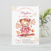 ビー信じリーit女の子テディ秋誕生日パーティー 招待状 (スタンド正面)