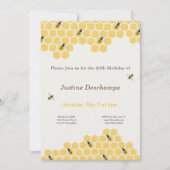 ビー及びハニカムパターン誕生日招待状 招待状 (正面)