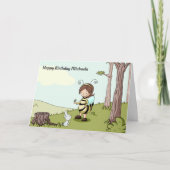 ビー図解入りの、写真付きのテーマのパーソナライズされたハッピーバースデー カード (正面)