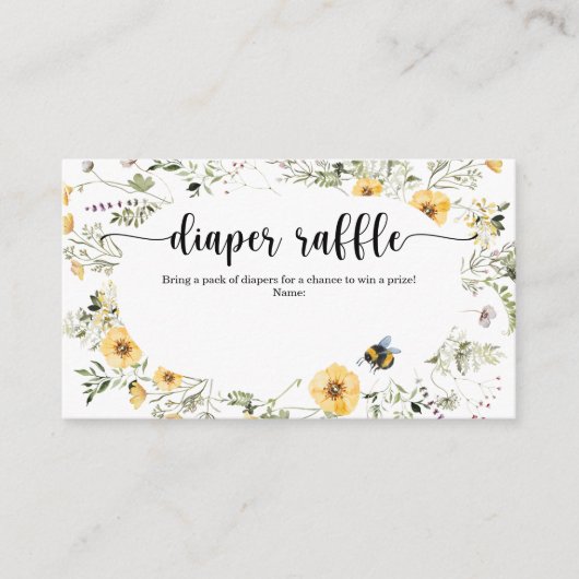 ビー山花おむつラッフル赤ちゃんシャワーカード エンクロージャーカード (正面)