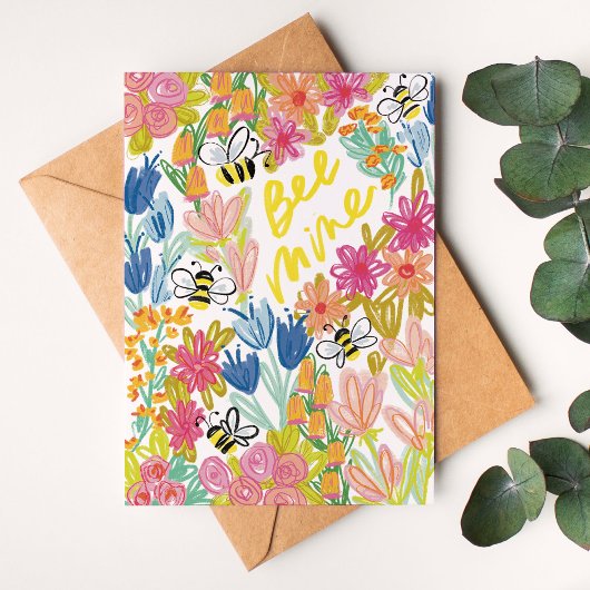 ビー峰カラフルフローラバレンタインデー カード