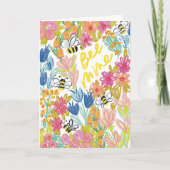 ビー峰カラフルフローラバレンタインデー カード (正面)