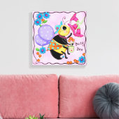 ビー忙しウィムジーなハニービーピンクアート キャンバスプリント (インサイチュ (リビング))