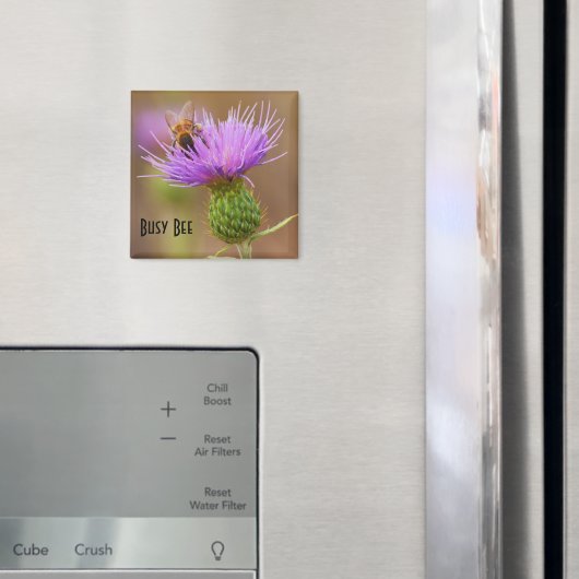 ビー忙しオンパープルシスルクローズアップ写真テンプレート マグネット (インサイチュ (冷蔵庫))