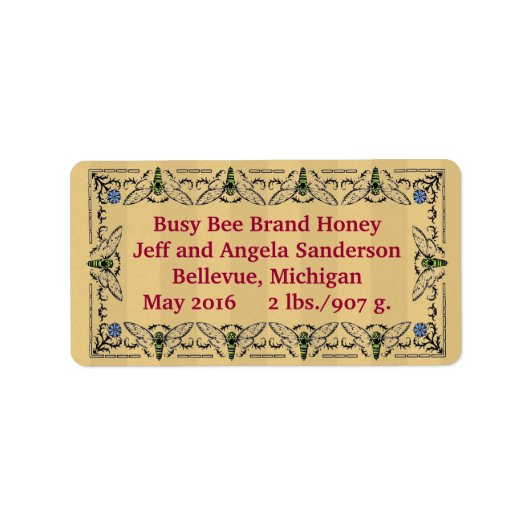 ビー忙しハニー製パーソナライズされた品 ラベル (正面)