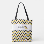 ビー忙しビー、イエロー、ホワイト、およびブラックウェーブトート トートバッグ (裏面)