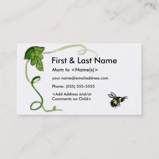 ビー忙しママのカスタム写真Playdateカードを呼び出し コーリングカード (正面)